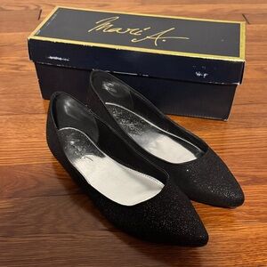 Mari A Black Glitter Flats